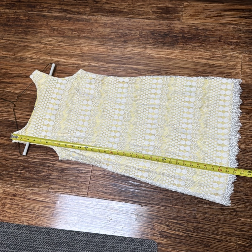 Jessica Howard yellow white lace overlay sleeveless pencil dress size 6P - Picture 15 of 16